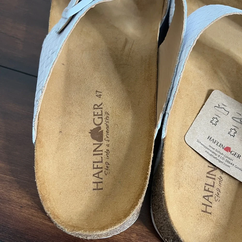 New Haflinger Men Bio Andrea Sandals White Intreccio Leather size EU 47‎ Comfort